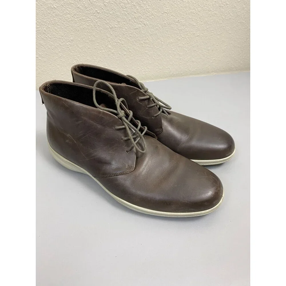 ECCO Brown Leather Chukka Boot EU 41size 7/ 7.5 Lace up Classic